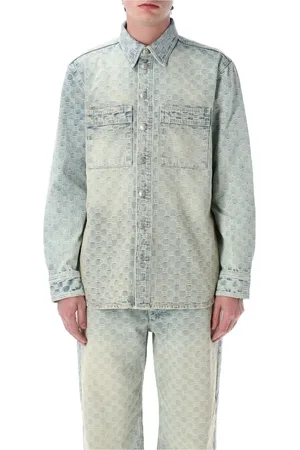 MISBHV Skjorta, Herr, L, Läder, Ljusblå Monogram Overshirt Ytterkläder