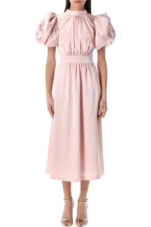 ROTATE Klänning, Dam, S, Polyester, Satin Puff Midi Klänning med Öppen Rygg