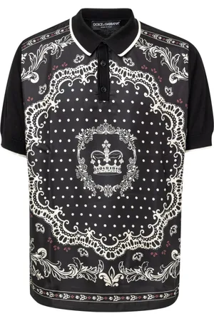 Dolce & Gabbana Topp, Herr, L, Silke Bandana Print Polo Skjorta