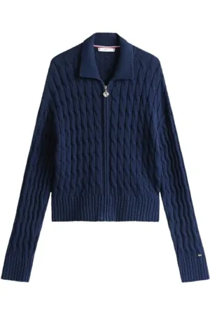 Tommy Hilfiger Stickade tröjor & koftor, Dam, L, Bomull, Boxy Fit Twisted Stickad Dragkedja Cardigan