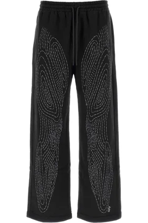 OFF-WHITE Byxor, Herr, L, Bomull, Svarta bomullsjoggingbyxor