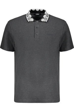 VERSACE Topp, Herr, XL, Bomull, Logotyp Broderad Bomullspolo Skjorta