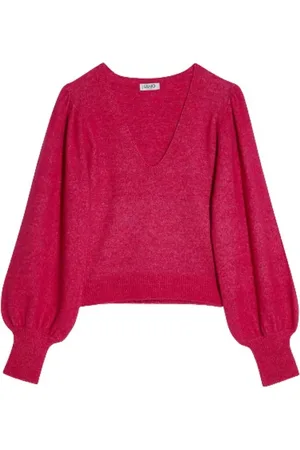 Liu Jo Stickade tröjor & koftor, Dam, S, Ballongärm Wool Blend Tröja