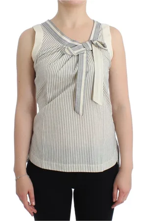ERMANNO SCERVINO Topp, Dam, S, Bomull, Randig bomulls- och silkestopp med rosett