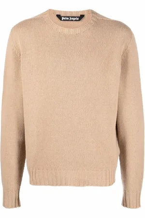 Palm Angels Stickade tröjor & koftor, Herr, L, Curved Logo Crew Knit