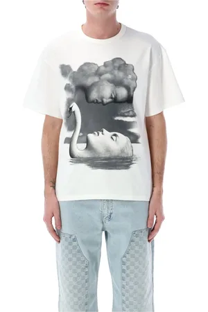 MISBHV Topp, Herr, L, Bomull, Vit Crew Neck T-shirt med Tryck