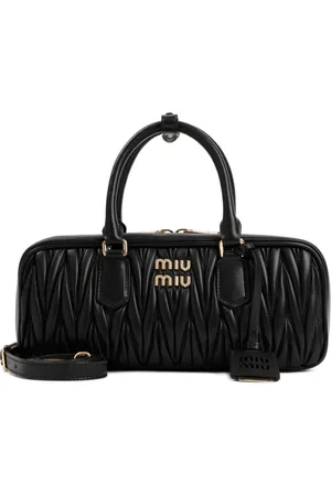 Miu Miu Väska, Dam, ONE Size, Läder, Svart Matelassé Läderhandväska med Tophandtag