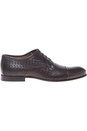 BALDININI Skor, Herr, 46 EU, Lace-up in leather and dark woven print