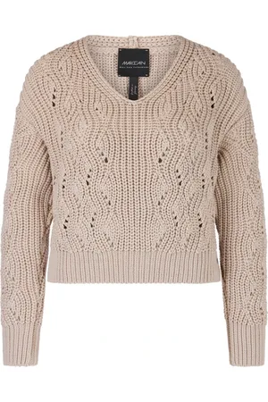 Marc Cain Stickade tröjor & koftor, Dam, L, Grob Stickad Pullover med V-Hals