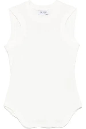 The Attico Topp, Dam, 3Xs, Vit Broderad Logotyp Ärmlös Topp