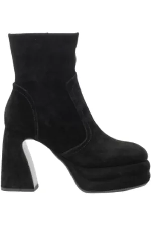 Jeannot Skor, Dam, 41 EU, Mocka, Svarta Mocka Ankelboots med Bubbelhäl