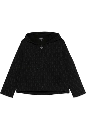 Emporio Armani Sweatshirts & Hoodies, Dam, 2Xs, Svarta Tröjor med Dragkedja Huva