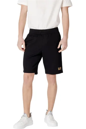 EA7 Shorts, Herr, M, Bomull, Svarta bomullsshorts med framfickor