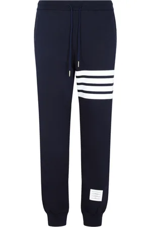Thom Browne Byxor, Herr, M, Bomull, Navy 4-Bar Loopback Sweatpants