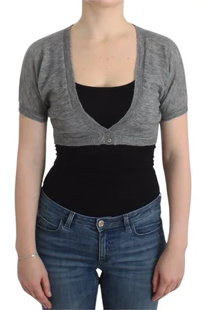 ERMANNO SCERVINO Stickade tröjor & koftor, Dam, S, Lingerie Stickad Grå Bolero Kofta