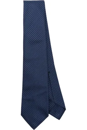 BARBA Accessoarer, Herr, ONE Size, Blå Silke Jacquard Diamant Slips