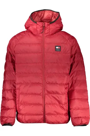 Tommy Hilfiger Jacka, Herr, M, Polyester, Röd Huva Jacka med Logodetalj