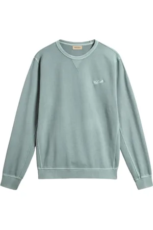 Woolrich Sweatshirts & Hoodies, Herr, M, Garment Dyed Crewneck Sweaters i Ljusgrön