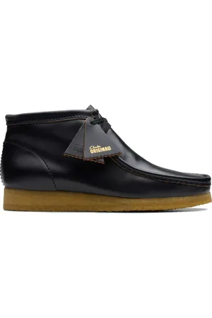 Clarks Skor, Herr, 43 EU, Läder, Svarta Wallabee Boots i Läder
