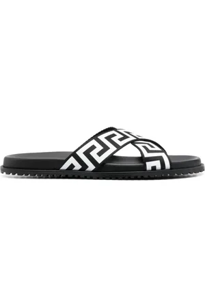 VERSACE Skor, Herr, 40 EU, Grekisk Tryck Slide Sandaler