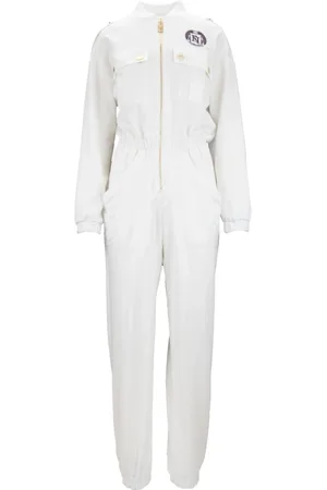 Elisabetta Franchi Jumpsuits & Playsuits, Dam, L, Bomull, Hög Hals Dragkedja Jumpsuit