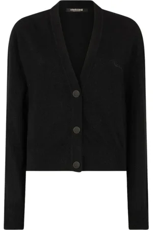 Roberto Cavalli Stickade tröjor & koftor, Dam, XS, Kashmir, Broderad kofta i ullmix med knappar