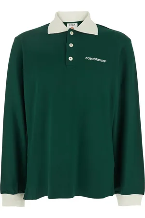Casablanca Topp, Herr, M, Bomull, Grön pikétröja med logotypbokstäver