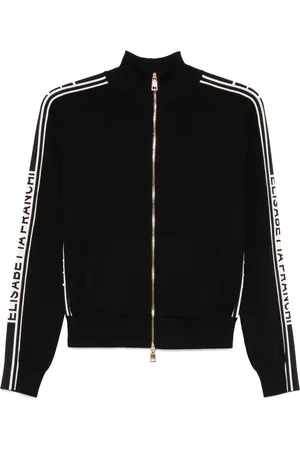 Elisabetta Franchi Sweatshirts & Hoodies, Dam, L, Svart och gräddvit stickad tröja