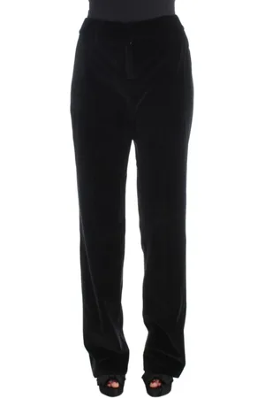 ERMANNO SCERVINO Byxor, Dam, S, Bomull, Svarta Sammet Bomull Byxor med Raka Ben