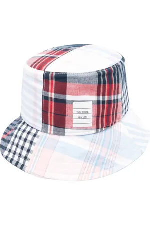 Thom Browne Accessoarer, Herr, M, Bomull, Rutig Bucket Hat i Fält