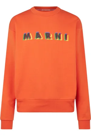 Marni Sweatshirts & Hoodies, Herr, L, Bomull, Logotryckt Crewneck Sweatshirt