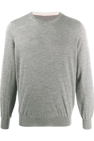 Brunello Cucinelli Stickade tröjor & koftor, Herr, 2Xl, Kashmir, Rundhalsad tröja