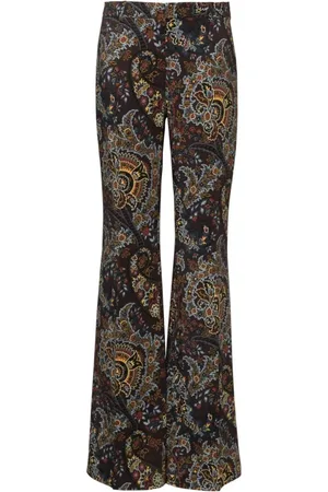 Etro Byxor, Dam, M, Floral Paisley Högmidjade Slim Byxor