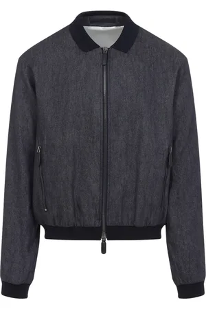 Giorgio Armani Jacka, Herr, M, Linne, Blå Linneblandningsjacka Stilren