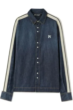 Palm Angels Skjorta, Herr, M, Denim, Stilren Denim Overskjorta