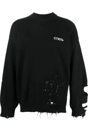 Heron Preston Sweatshirts & Hoodies, Herr, L, Logo Shredded Stickad Tröja