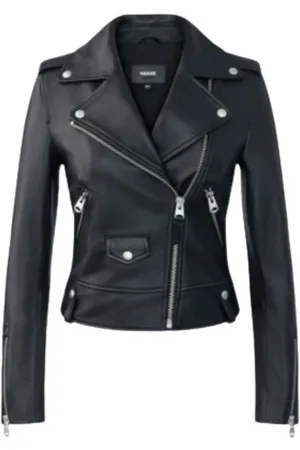 Mackage Jacka, Dam, L, Läder, Svart läder bikerjacka