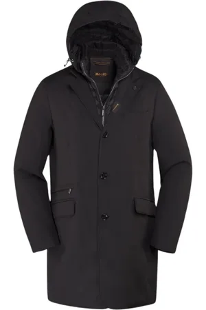 MOORER Jacka, Herr, 5Xl, Läder, Vattentät resejacka med avtagbara ärmar och huva
