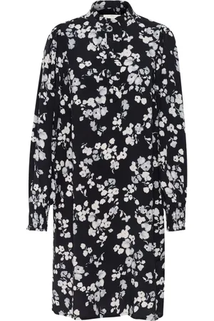 Kaffe Klänning, Dam, 2Xl, Marine Flower Kort Klänning