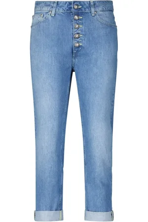 Dondup Jeans, Dam, W31, Bomull, Eleganta löst sittande jeans med smyckesknappar