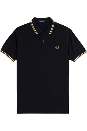 Fred Perry Topp, Herr, M, Bomull, Randig Krage Polo Shirt med Logotyp