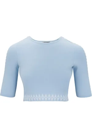 Elisabetta Franchi Stickade tröjor & koftor, Dam, M, Polyester, Logo Stickad Tröja Kort Ärm