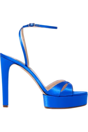 Casadei Skor, Dam, 38 1/2 EU, Läder, Blå Satin Platåsandaler Flora Raso