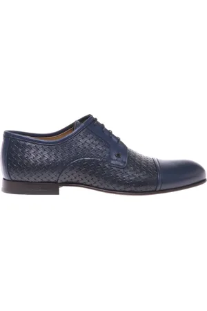 BALDININI Skor, Herr, 44 EU, leather and woven print lace-up