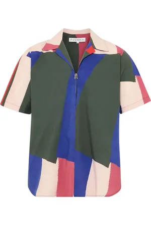 J.W.Anderson Skjorta, Herr, L, Bomull, Rosa Zip-Up Skjorta Kubansk Krage