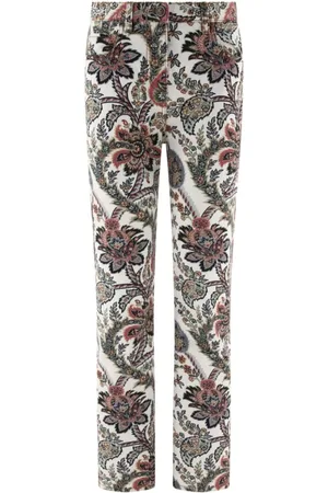 Etro Byxor, Dam, W27, Denim, Paisleytryckta denimbyxor