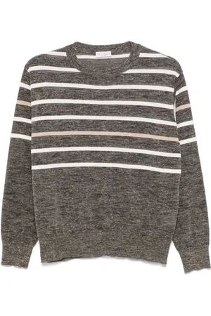 Brunello Cucinelli Stickade tröjor & koftor, Dam, S, Avslappnad Randig Jersey T-shirt