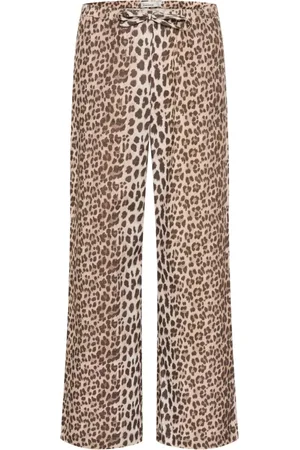Karen by Simonsen Byxor, Dam, M, Leopardmönstrade Straight-Leg Byxor - Taupe