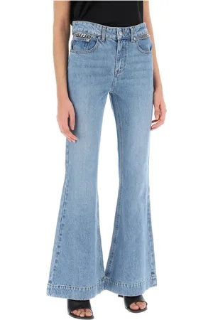 Stella McCartney Jeans, Dam, W28, Bomull, Utsvängda jeans med Falabella-kedjedetalj