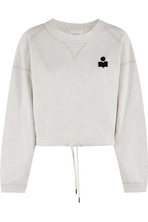 Isabel Marant Sweatshirts & Hoodies, Dam, 2Xs, Bomull, Ecru Boxy Sweater med Velvet Logo